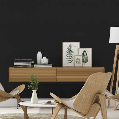 Modernes Raumbeispiel Unitapete in schwarz von Rasch bei Heineking24
